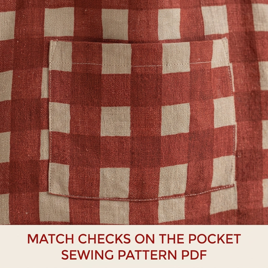 Gingham Tote Bag Sewing Pattern PDF – Linen Tote with Patch Pocket