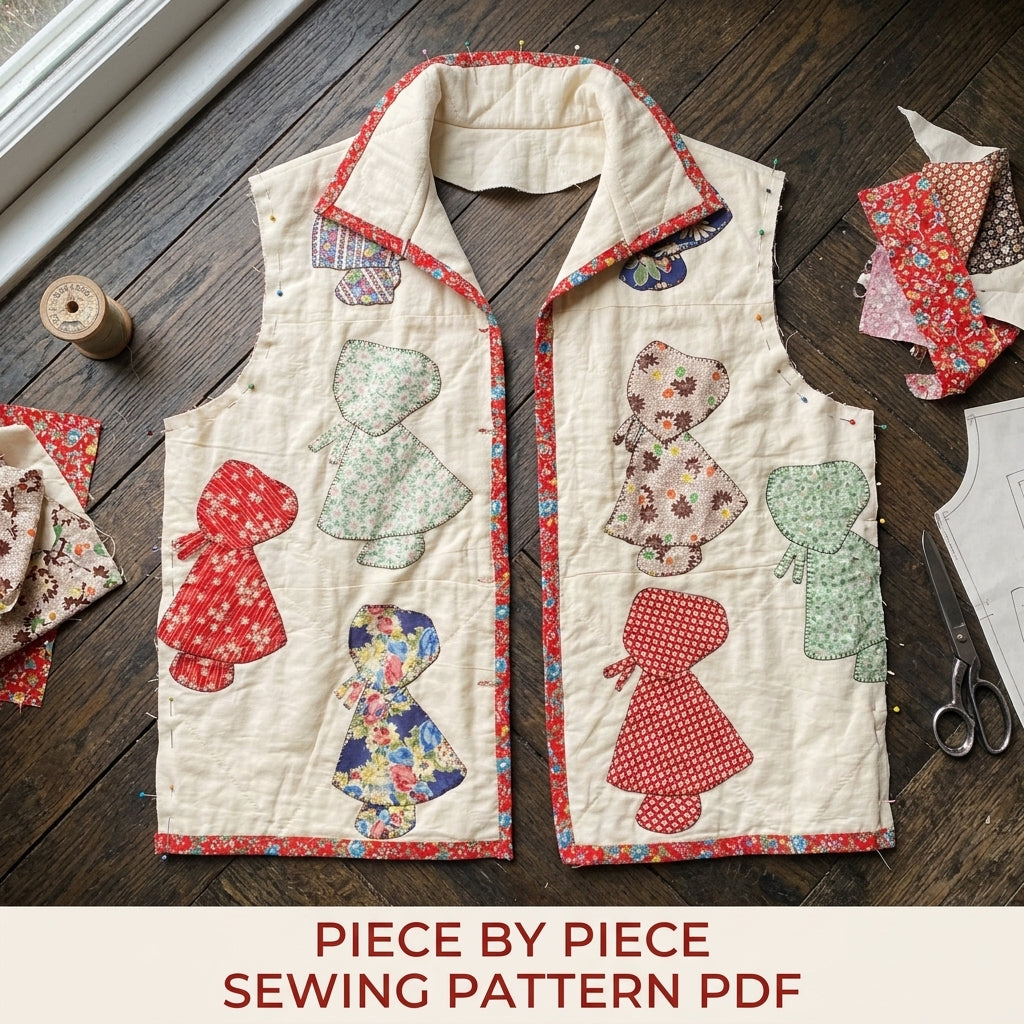 Bonnet Girl Quilt Jacket Pattern PDF – Vintage Appliqué Quilt Coat