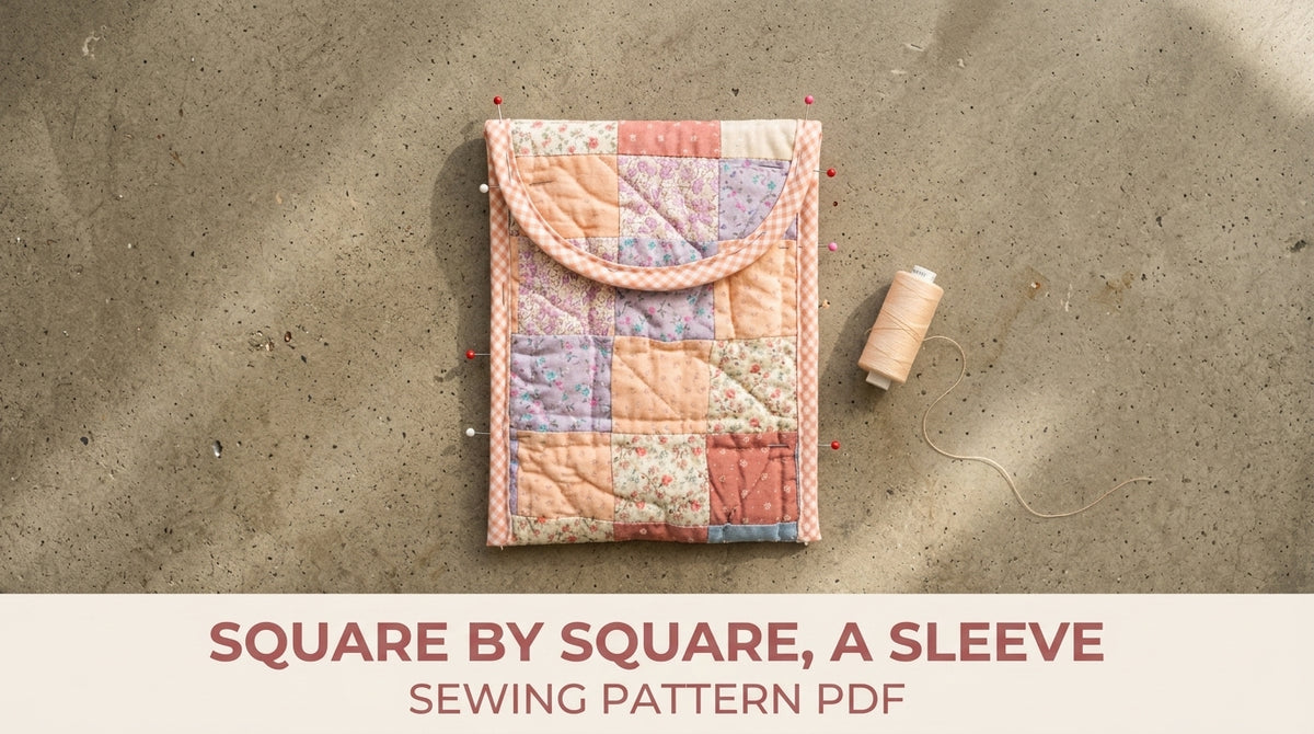 Patchwork Tablet Sleeve Sewing Pattern PDF – Quilted E-Reader Case with Flap