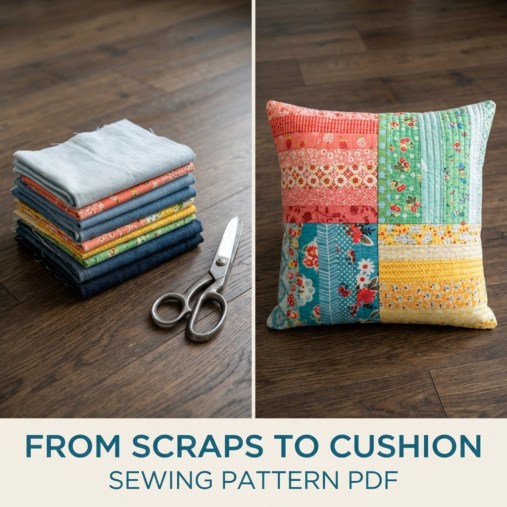 Four Quadrant Strip Cushion Sewing Pattern PDF – Scrappy Quilted Pillow