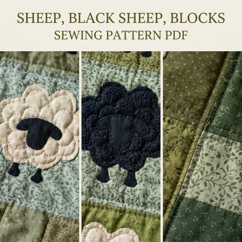 Sheep Meadow Quilt Sewing Pattern PDF – Farmhouse Sheep Appliqué Quilt