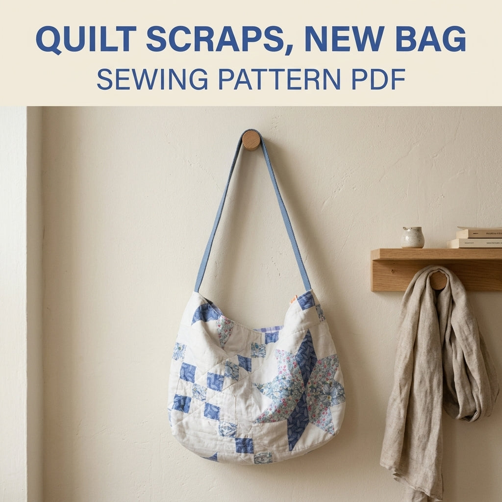Quilt Star Bag Sewing Pattern PDF – Slouchy Shoulder Bag from a Vintage Quilt