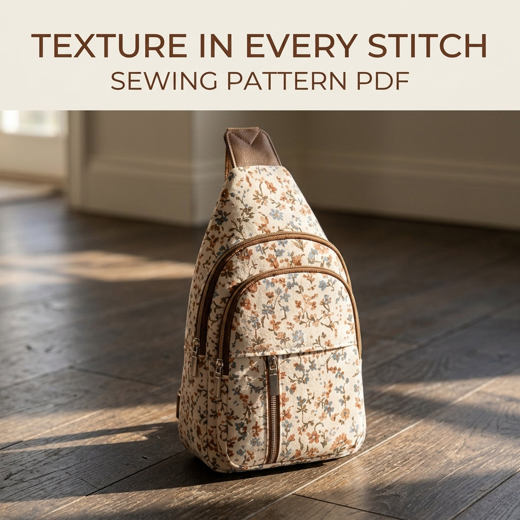 Floral Double Zip Sling Bag Sewing Pattern PDF – Crossbody Chest Bag