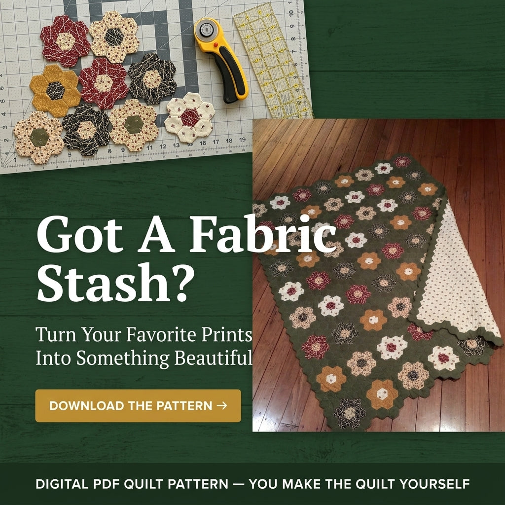 Grandmother's Flower Garden Hexagon Quilt Pattern | English Paper Piecing Hexie Quilt | Vintage Rosette Design | PDF Instant Download