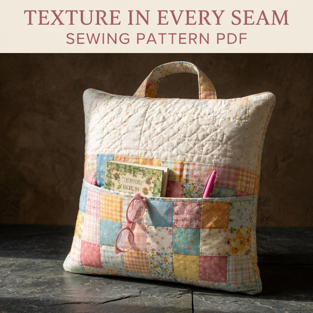 Patchwork Pocket Reading Pillow Sewing Pattern PDF – Book Pocket Cushion