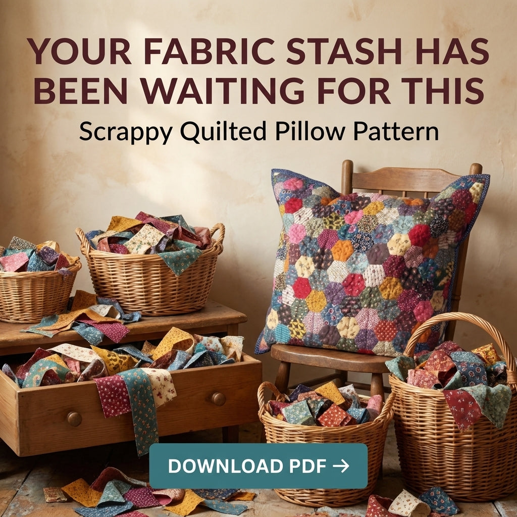 Scrappy Hexagon Cushion Pattern | English Paper Piecing Hexie Pillow Cover | Beginner Hand-Sewing Project | PDF Instant Download