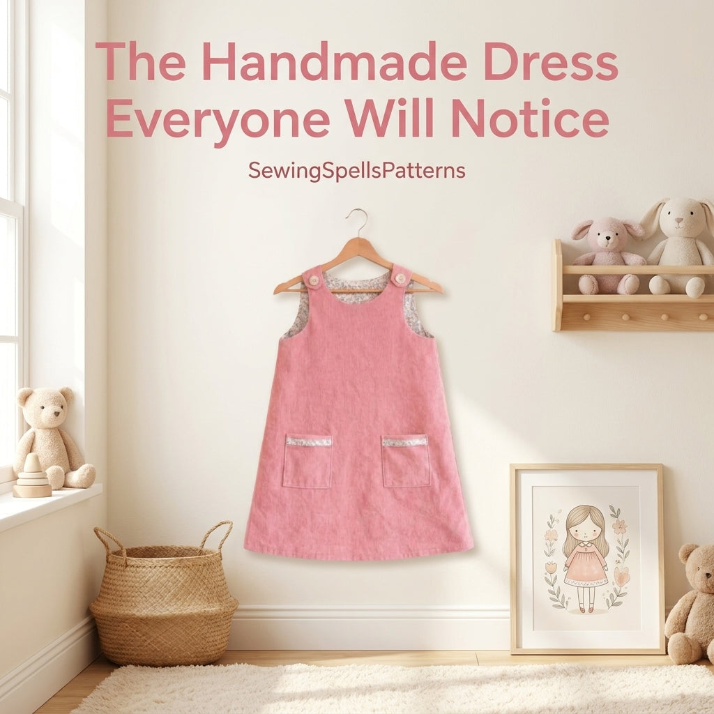 Girls' Pinafore Dress Sewing Pattern — Lined A-Line Pinafore with Patch Pockets, Ages 1–10, PDF Download