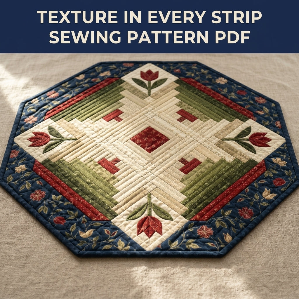 Tulip Log Cabin Table Topper Sewing Pattern PDF – Octagon Quilted Centrepiece