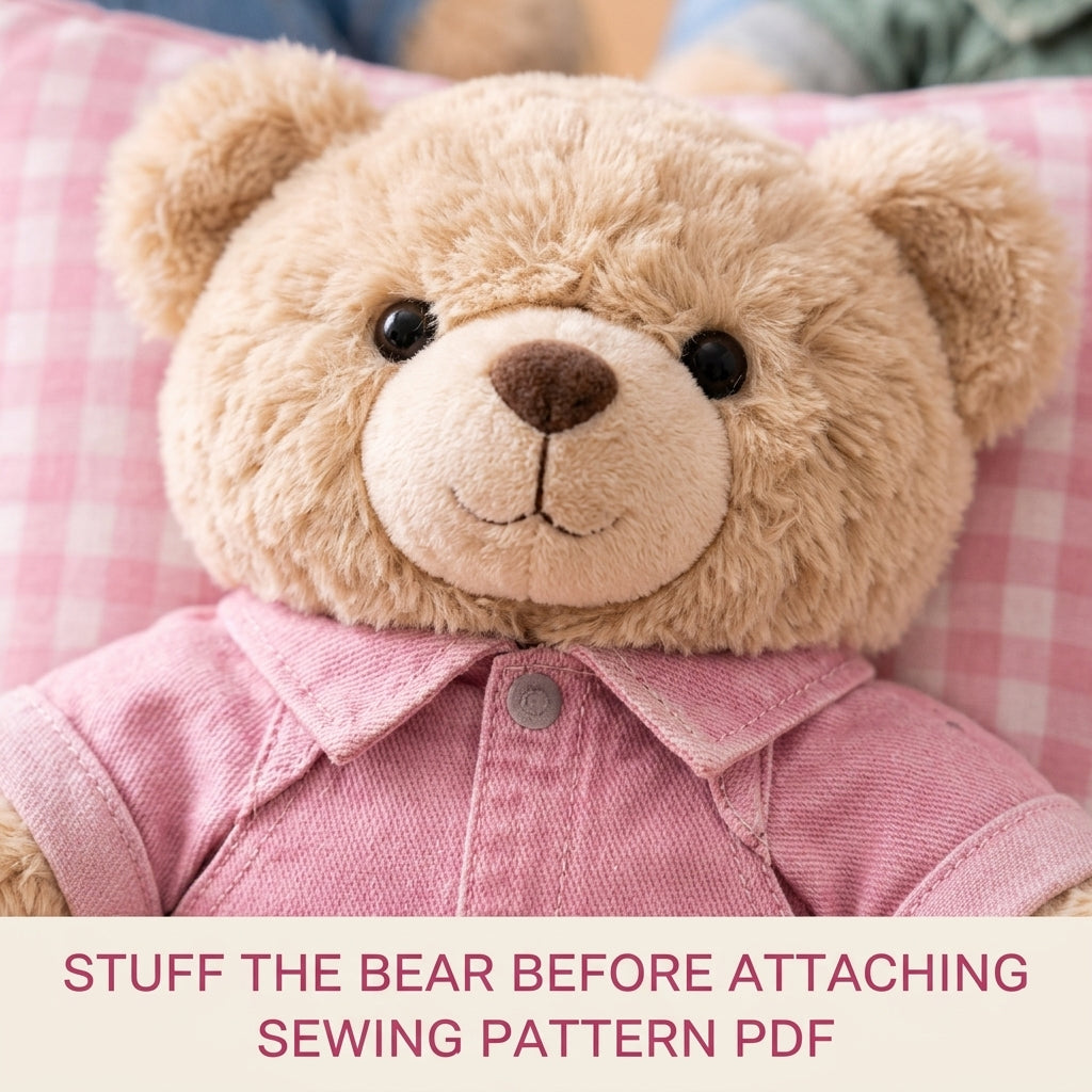 Teddy Bear Pocket Pillow Sewing Pattern PDF – Nursery Pillow with Plush Bear