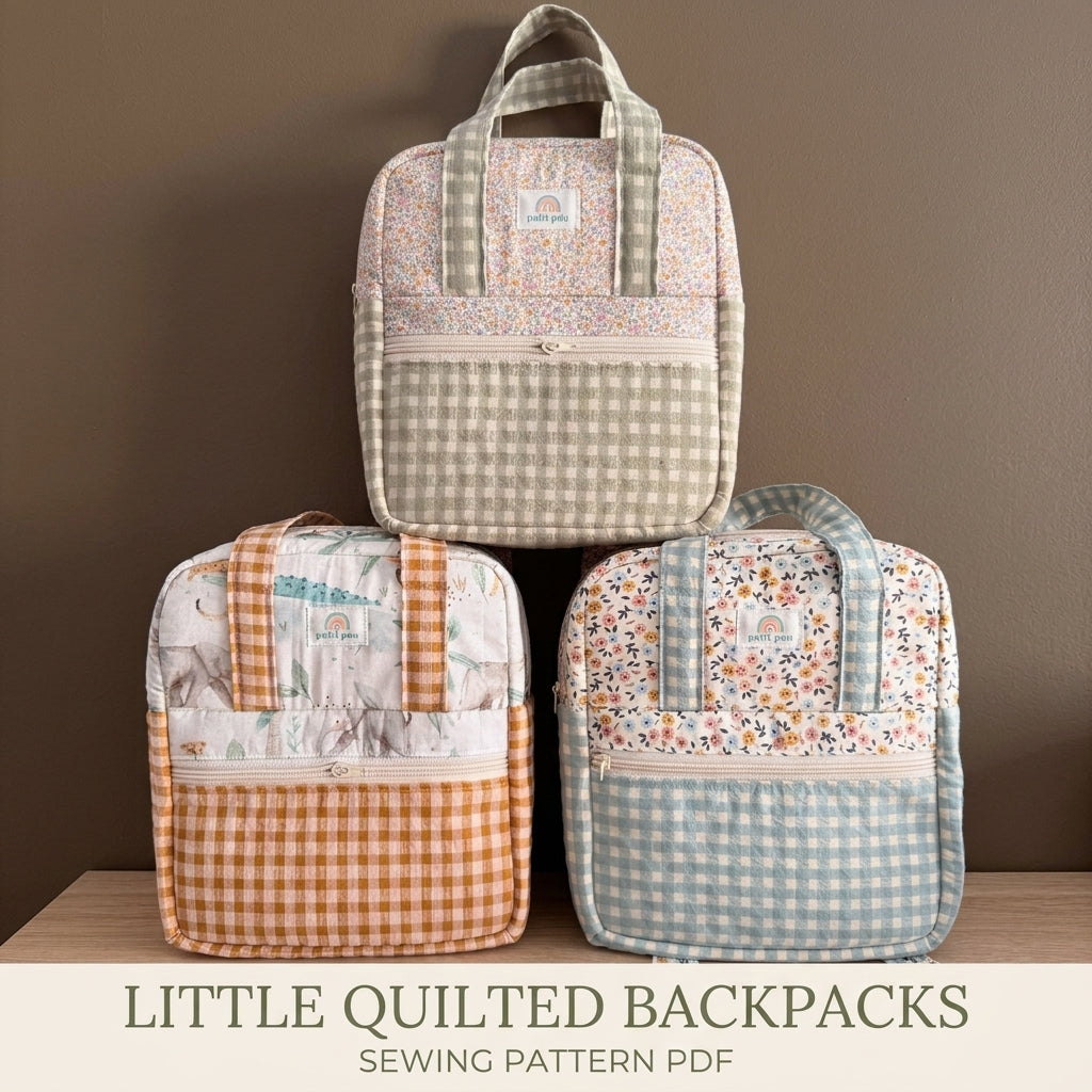 Kids Backpack Sewing Pattern PDF – Quilted Mini Backpack for Toddlers