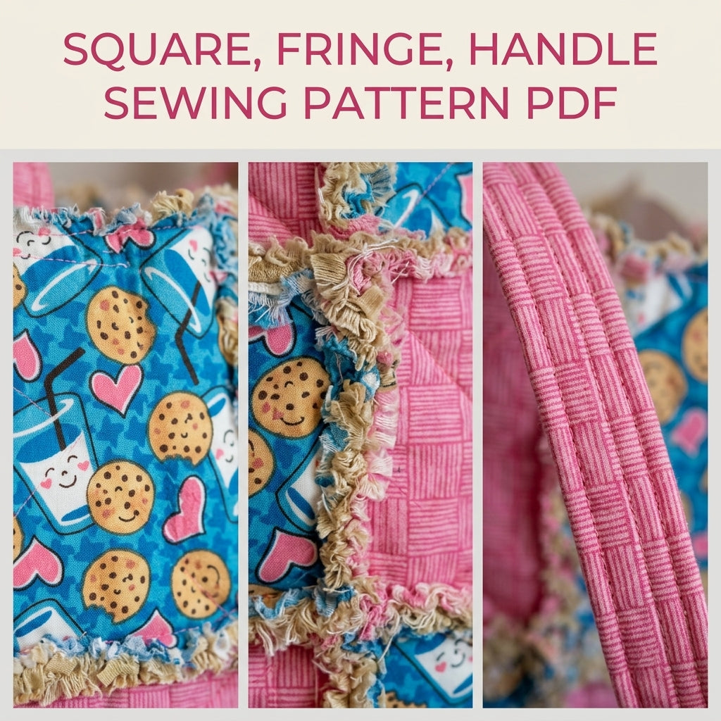 Rag Quilt Patchwork Tote Sewing Pattern PDF – Easy Frayed Seam Bag