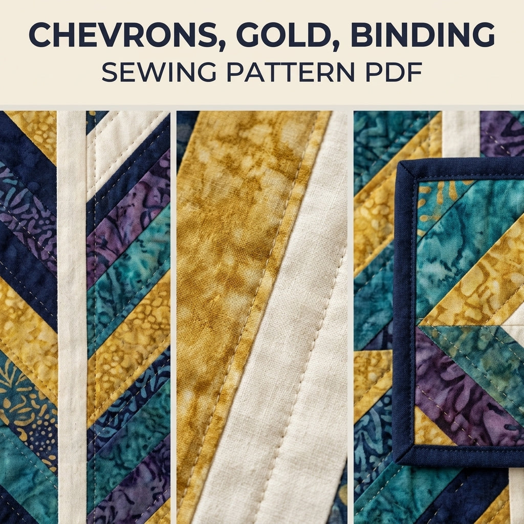 Modern Herringbone Quilt Pattern PDF – Strip Pieced Throw Quilt with Batik Chevrons