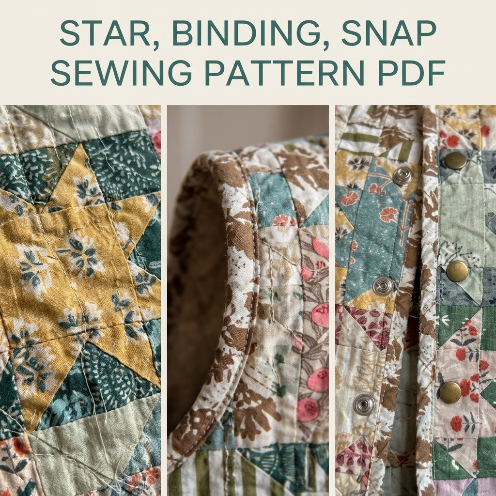 Sawtooth Star Patchwork Vest Sewing Pattern PDF – Quilted Scrap Vest