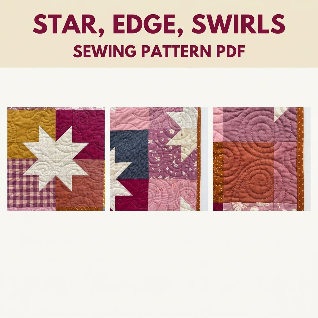 Scrappy Star Grid Quilt Pattern PDF – Large Square Throw Quilt with Eight-Point Stars