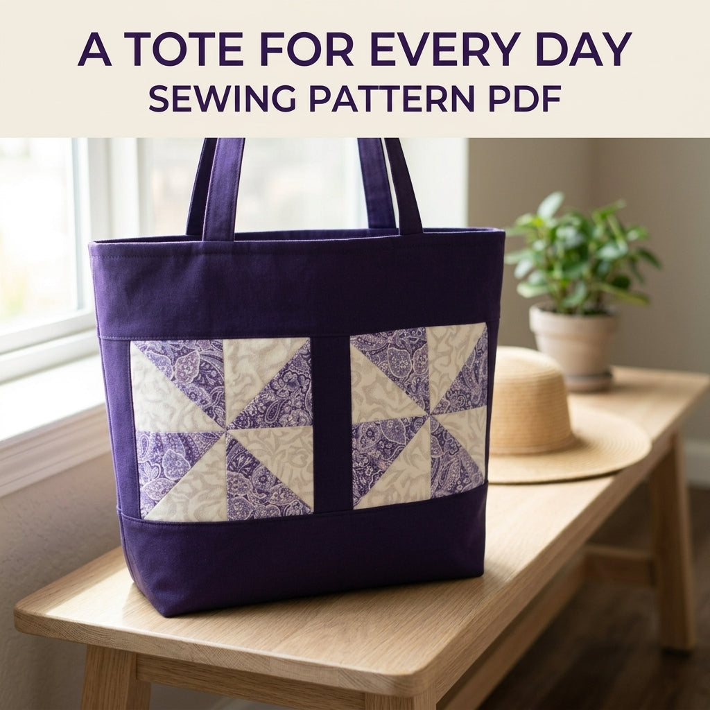 Pinwheel Block Canvas Tote Sewing Pattern PDF – Quilt Block Tote Bag