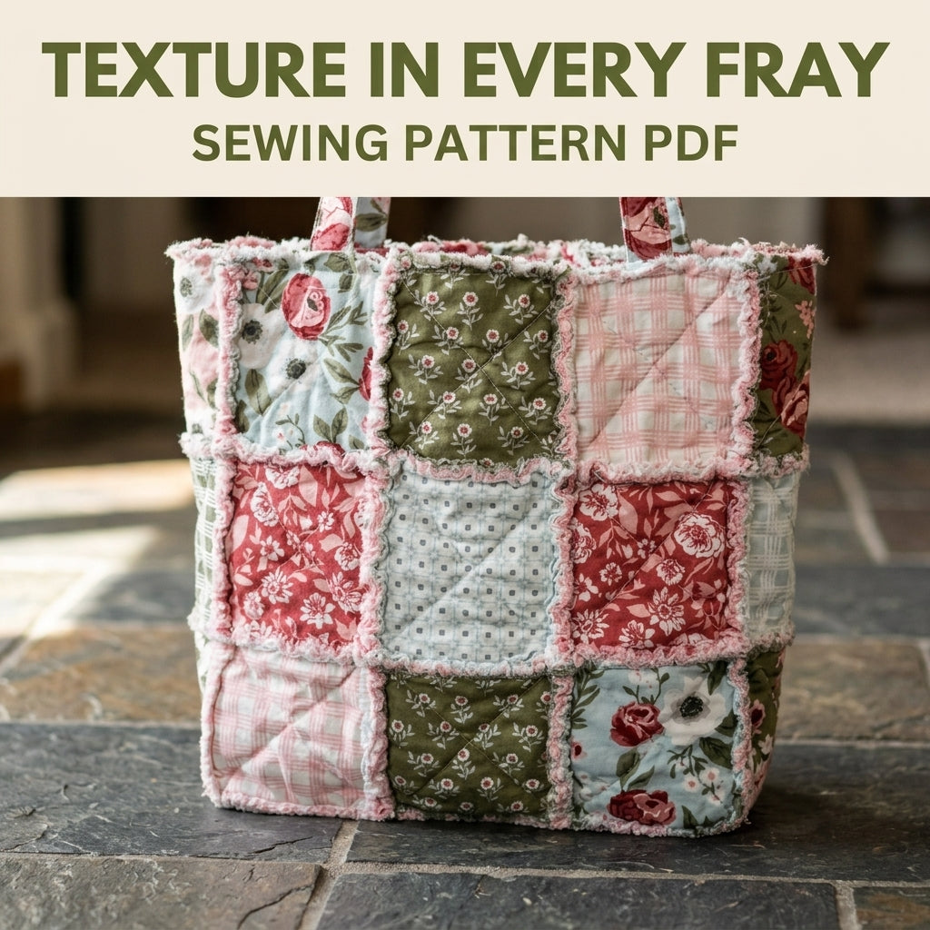 Rag Quilt Tote Sewing Pattern PDF – Easy Frayed Patchwork Bag