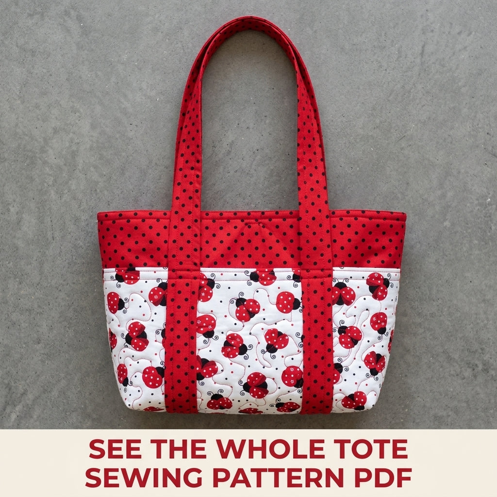 Ladybug Pocket Tote Sewing Pattern PDF – Quilted Tote with Outside Pockets