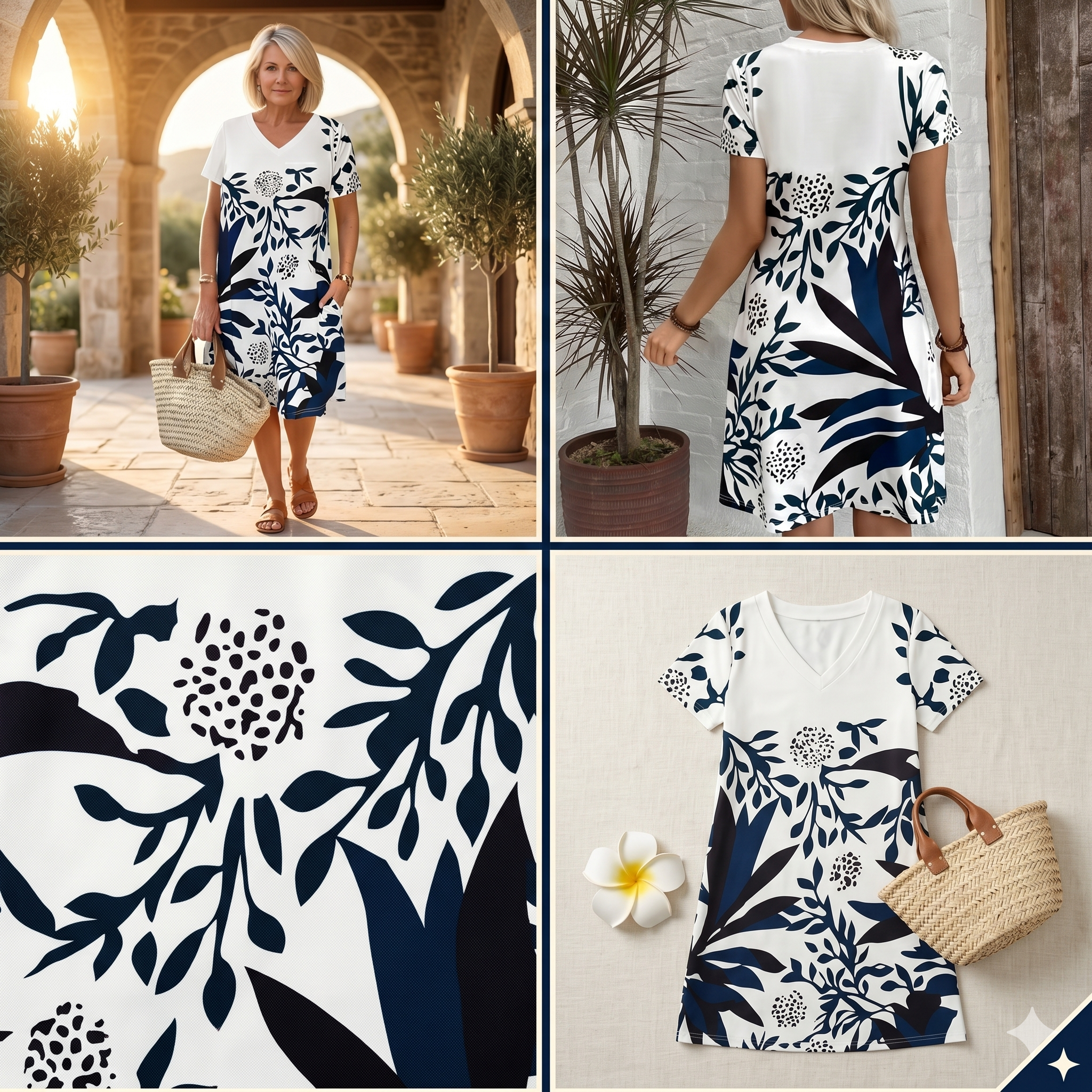 ✨ Floral Print V-Neck Summer Dress – Instant Download PDF Sewing Pattern