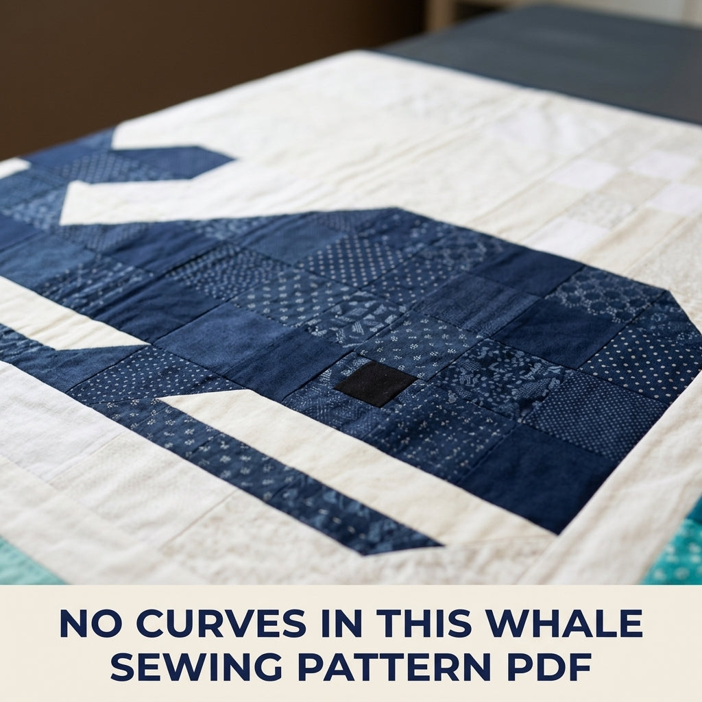 Whale Baby Quilt Pattern PDF – Ocean Pieced Nursery Quilt with Teal Border