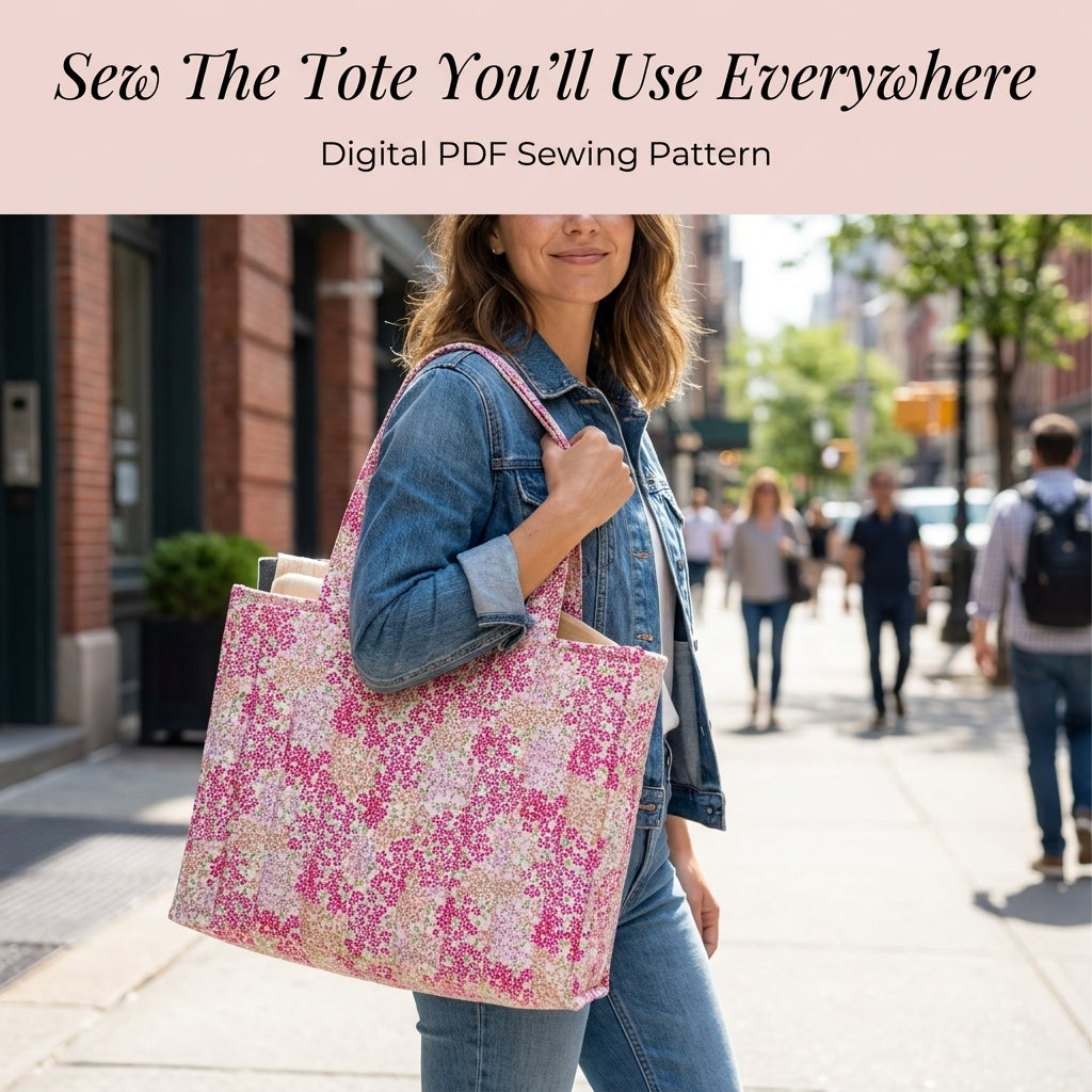 Tulip Tote Bag Sewing Pattern — Crossover Wrap Bag in Two Fabrics, Reversible, Beginner Friendly, PDF Download