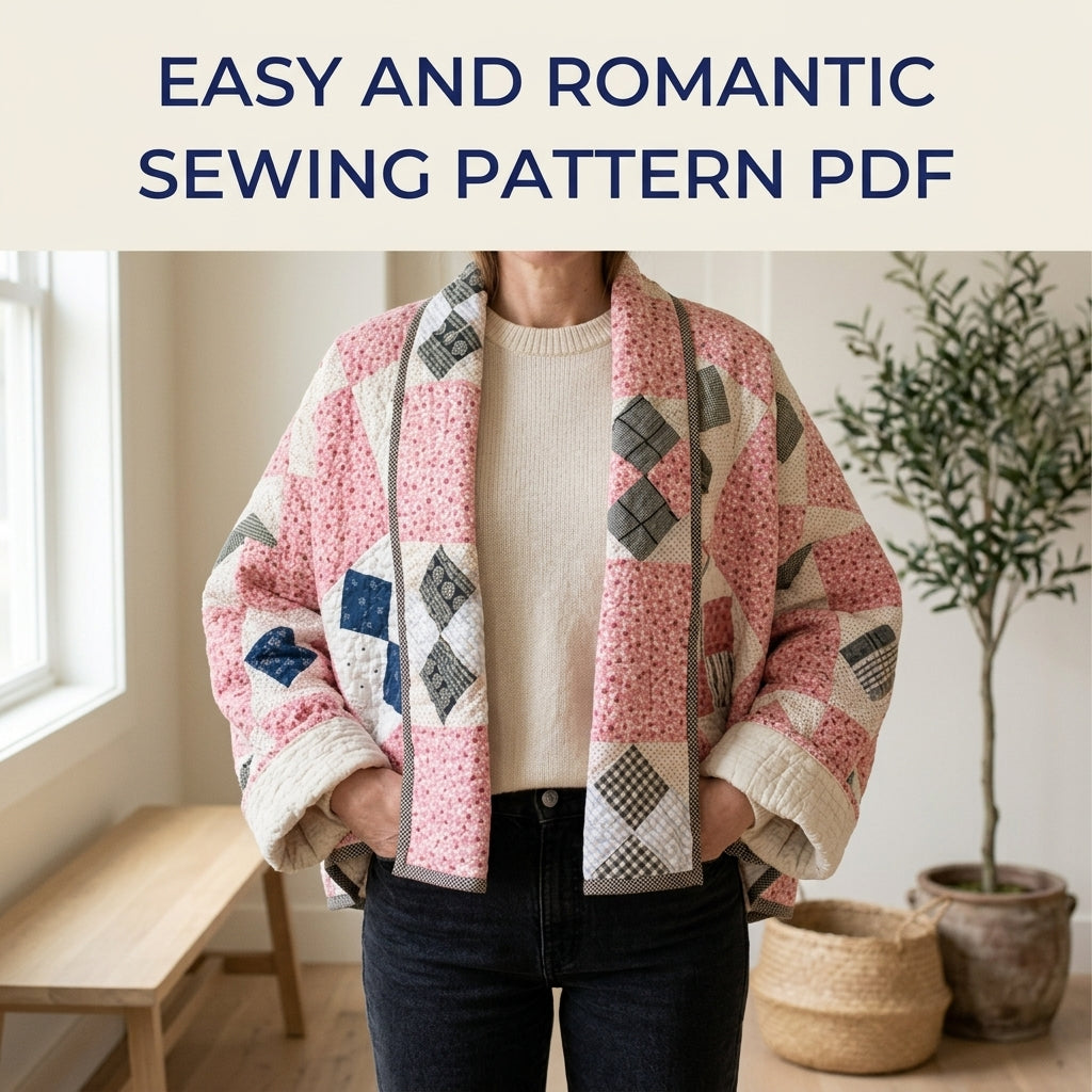 Pink Quilt Kimono Jacket Sewing Pattern PDF – Easy Quilt Coat