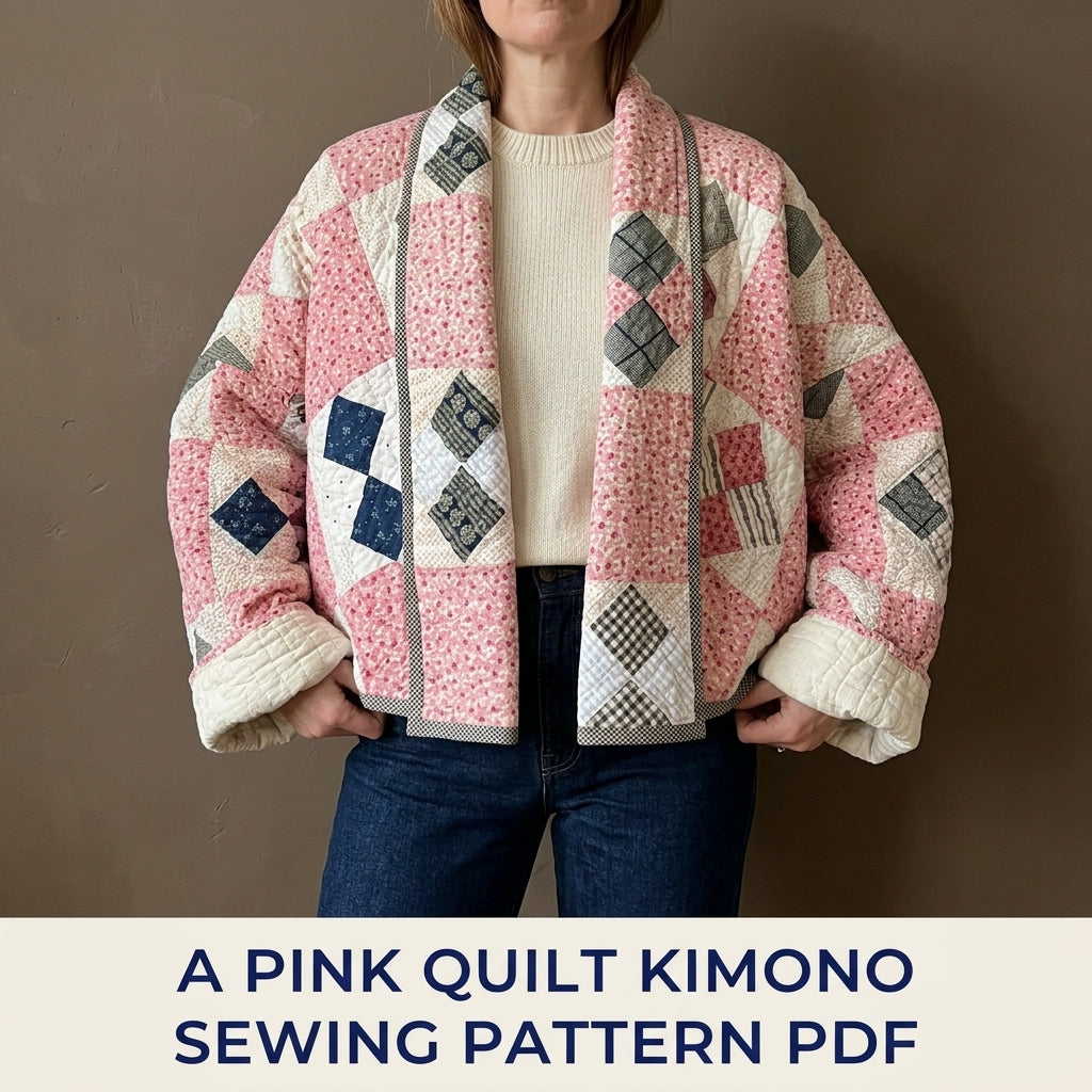 Pink Quilt Kimono Jacket Sewing Pattern PDF – Easy Quilt Coat