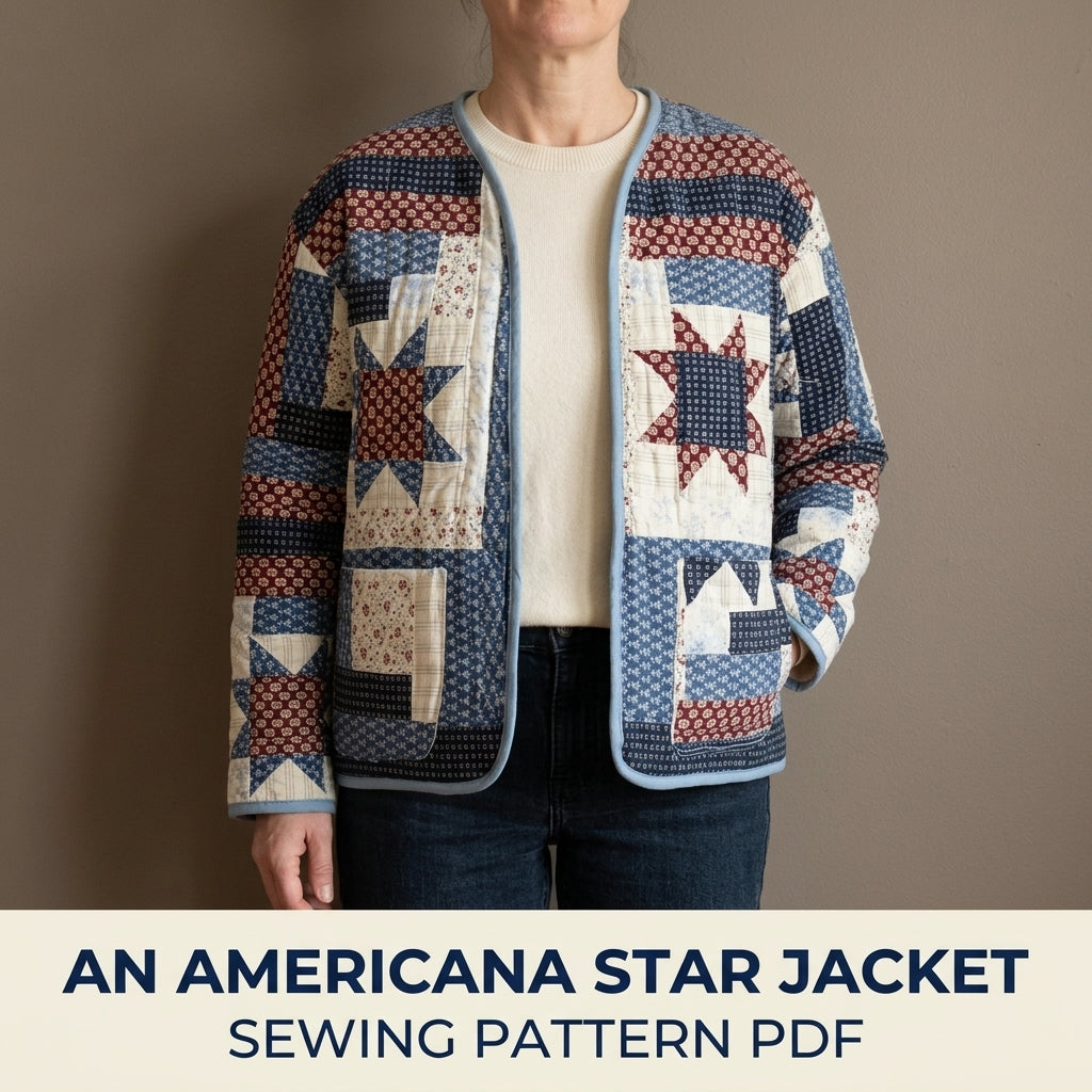 Americana Star Quilt Jacket Sewing Pattern PDF – Patchwork Quilt Coat