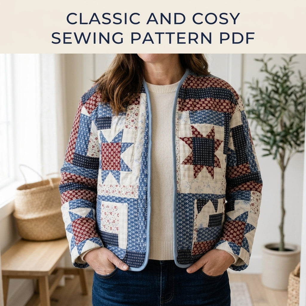Americana Star Quilt Jacket Sewing Pattern PDF – Patchwork Quilt Coat