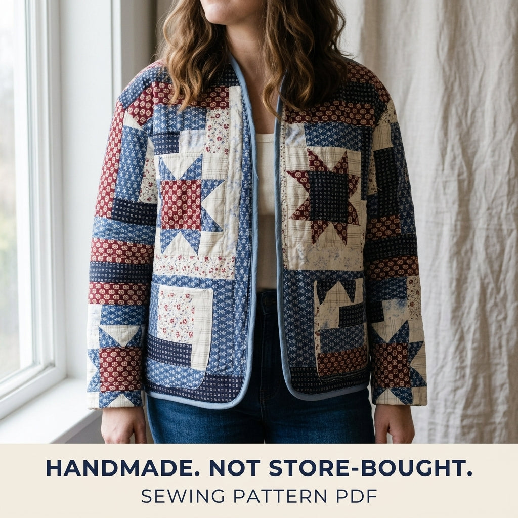 Americana Star Quilt Jacket Sewing Pattern PDF – Patchwork Quilt Coat