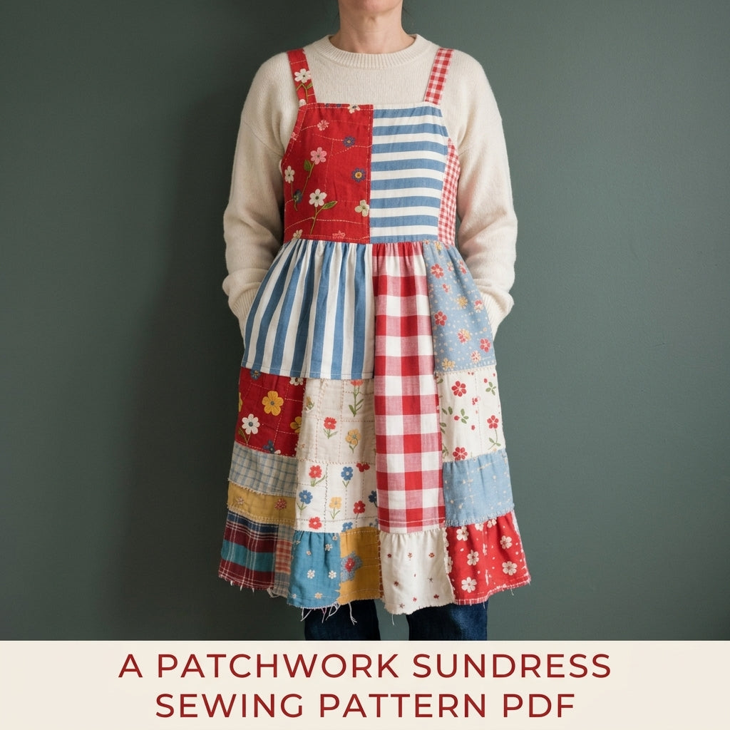 Patchwork Strap Sundress Sewing Pattern PDF – Scrappy Cottage Dress