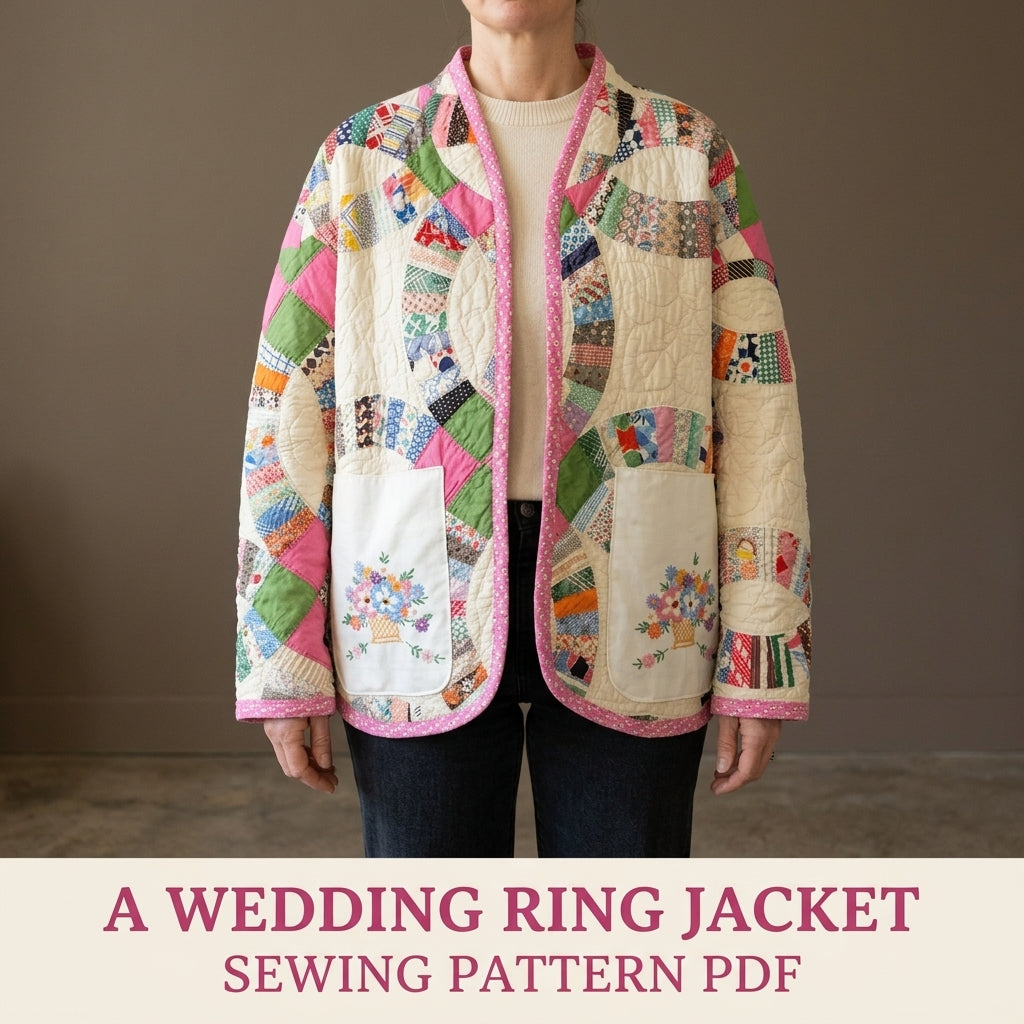 Double Wedding Ring Quilt Jacket Sewing Pattern PDF – Boxy Jacket from a Vintage Quilt