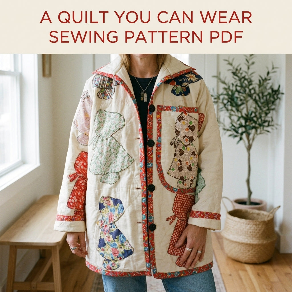 Bonnet Girl Quilt Jacket Pattern PDF – Vintage Appliqué Quilt Coat