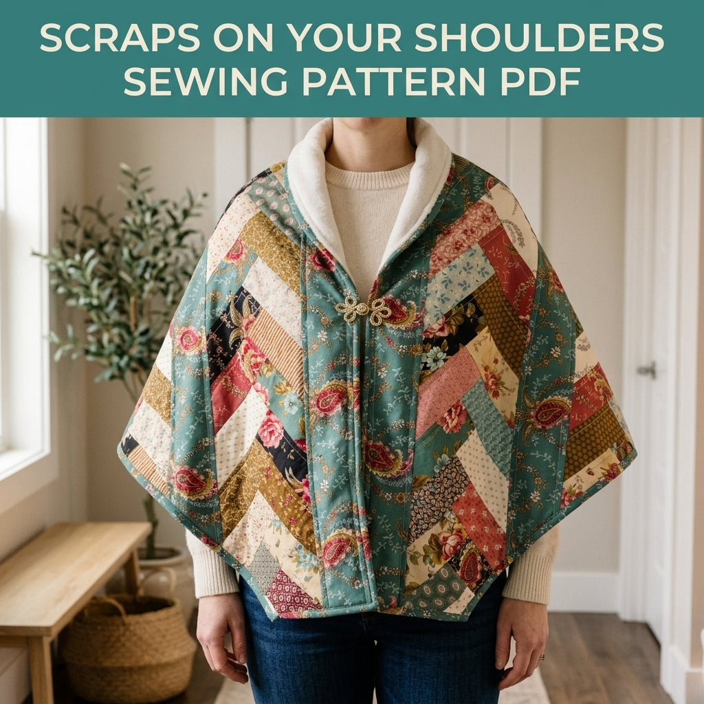 Herringbone Strip Quilted Wrap Sewing Pattern PDF – Herringbone Strip Shoulder Cape
