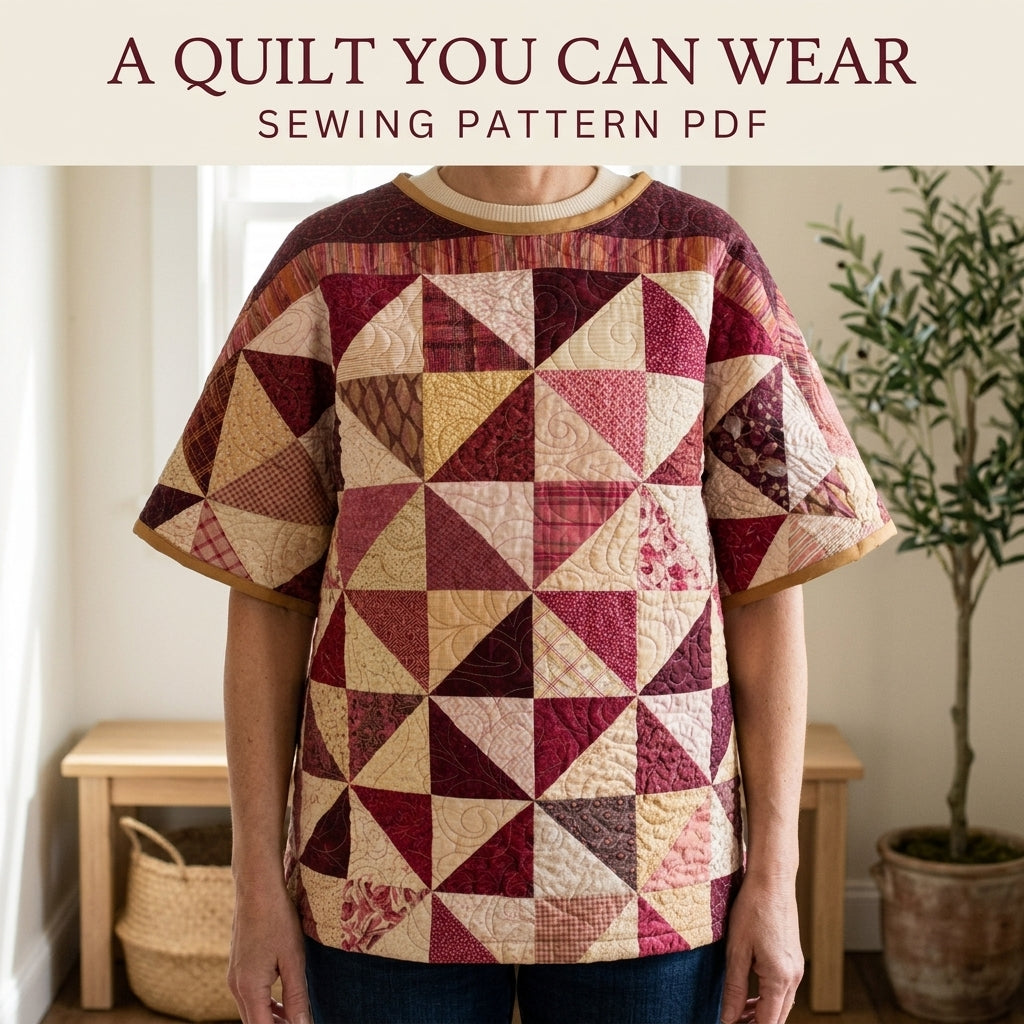 Pinwheel Quilted Top Sewing Pattern PDF – Boxy Dolman Sleeve Quilt Top