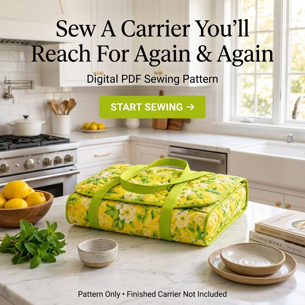 Quilted Casserole Carrier PDF Sewing Pattern | Insulated Dish Carry Bag with Handles | Potluck & Gift Sewing Project | Instant Download
