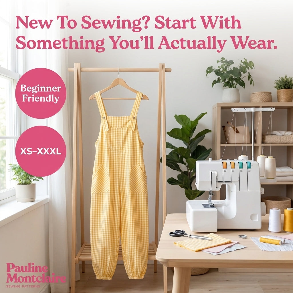 Dungaree Romper Sewing Pattern — Oversized Wide-Leg Jumpsuit with Elasticated Cuffs, Sizes XS–3XL, A0 and A4 PDF