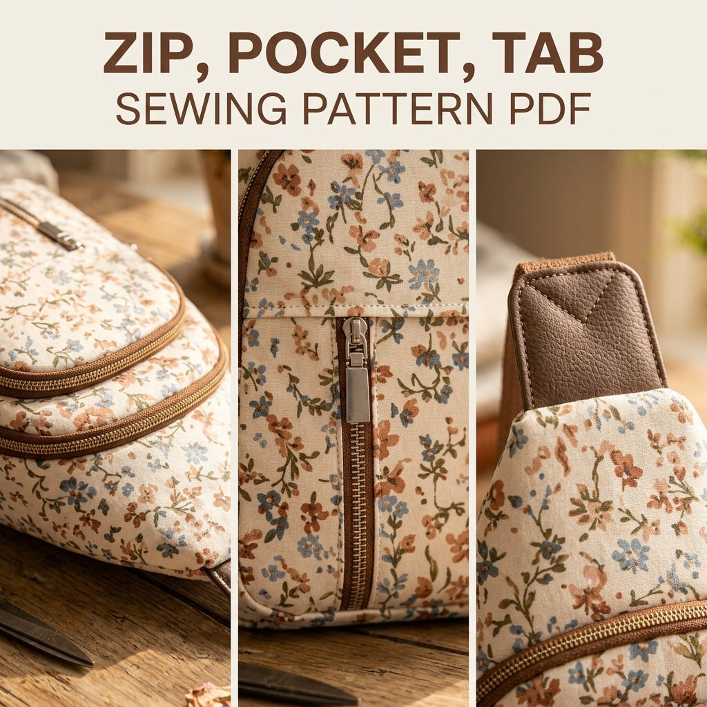 Floral Double Zip Sling Bag Sewing Pattern PDF – Crossbody Chest Bag