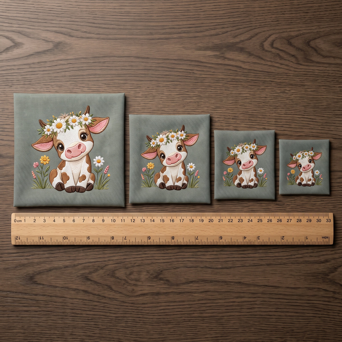 Cow with Daisy Crown Machine Embroidery Design, Nursery, 5 Sizes