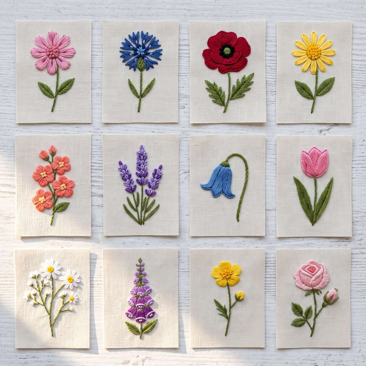 Hand Embroidery Flower Pattern PDF SVG, DMC Chart, 3-8 inch Hoops