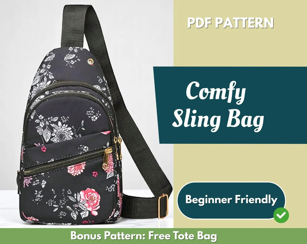 Sling Bag Sewing Pattern — Crossbody Chest Bag with Two Zip Pockets, Beginner Friendly, PDF Download