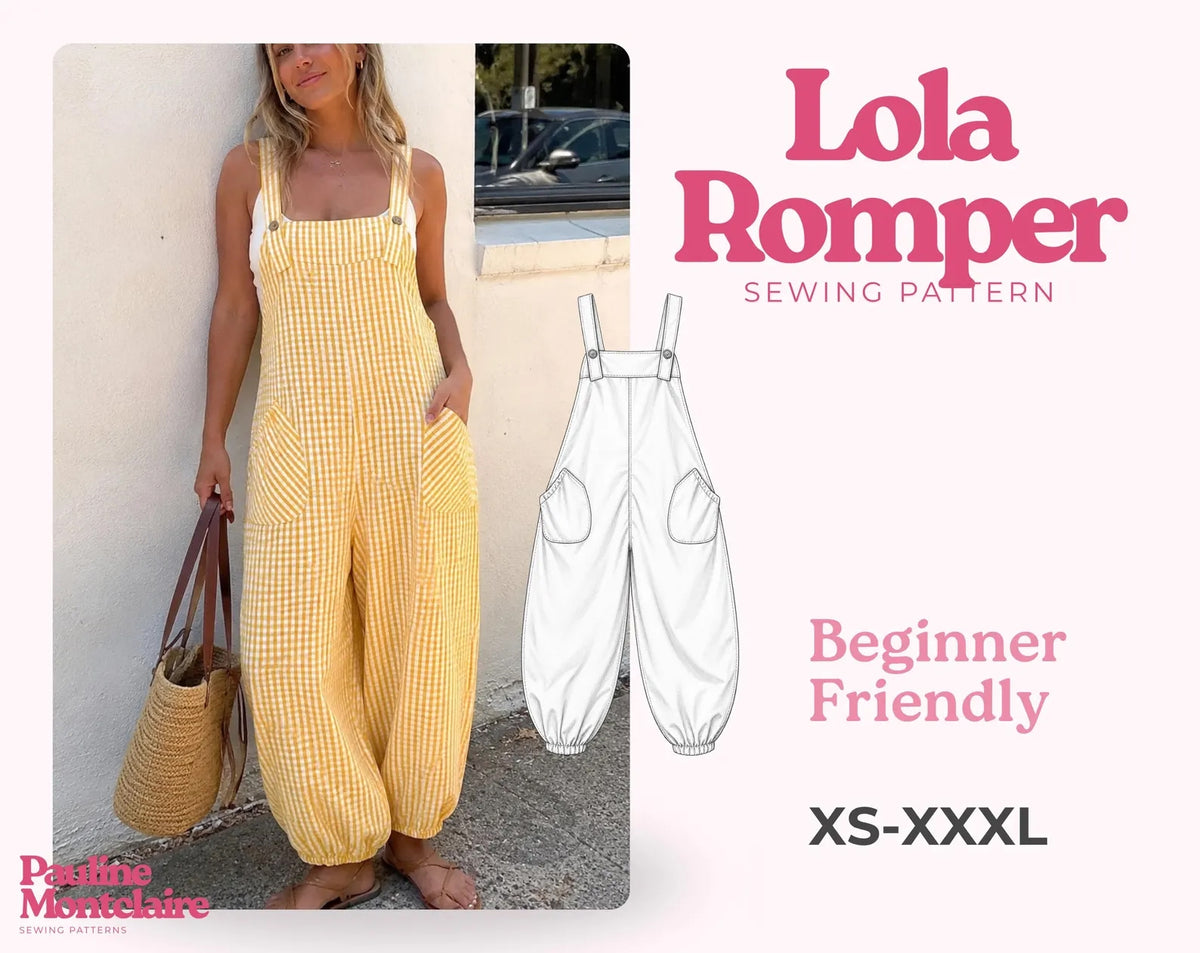 Dungaree Romper Sewing Pattern — Oversized Wide-Leg Jumpsuit with Elasticated Cuffs, Sizes XS–3XL, A0 and A4 PDF