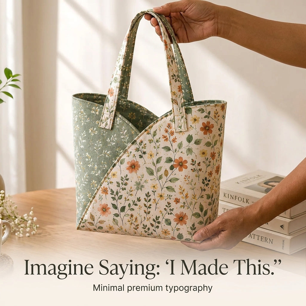 Quilted Tote Bag Sewing Pattern — Structured Rectangular Bag with Boxed Base, Beginner Friendly, PDF Download