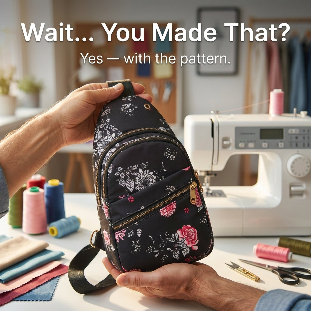 Sling Bag Sewing Pattern — Crossbody Chest Bag with Two Zip Pockets, Beginner Friendly, PDF Download