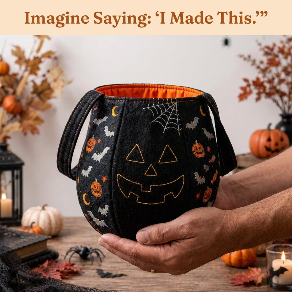 Halloween Trick-or-Treat Bag PDF Sewing Pattern | Jack-O'-Lantern Bucket Bag | 2 Colourways | Beginner Sewing Project | Instant Download