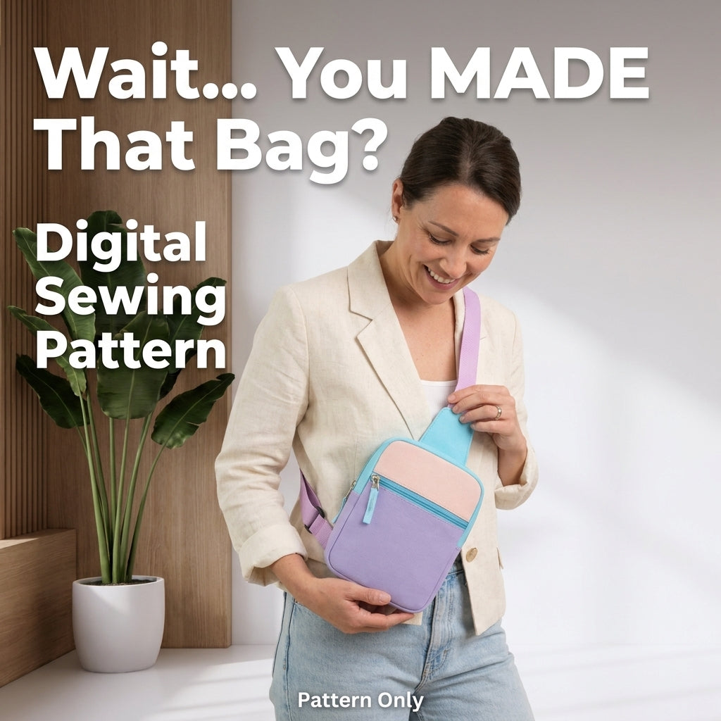 Sling Bag PDF Sewing Pattern | Colour Block Crossbody Chest Bag | Beginner Zip Bag Project | Instant Download