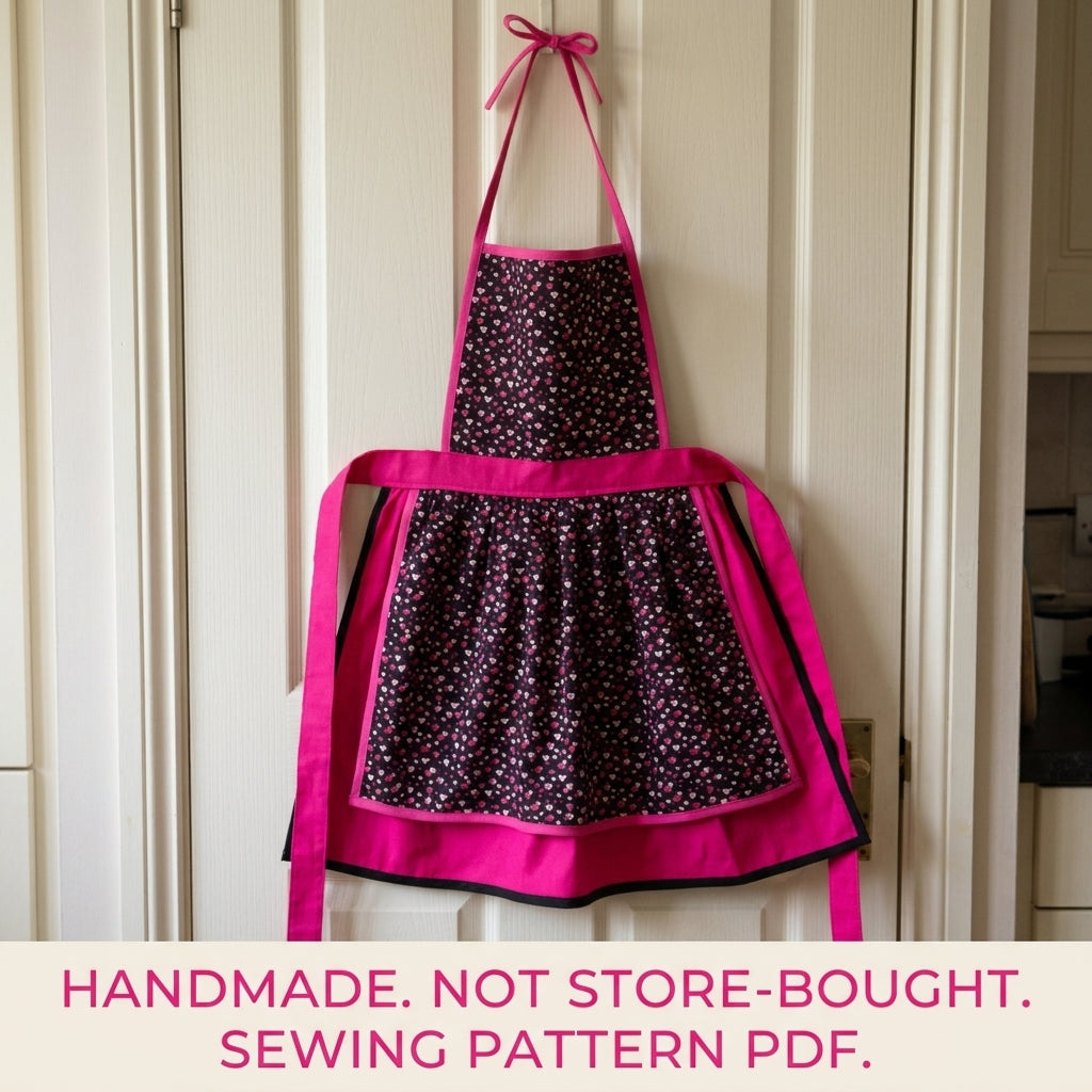Pink Heart Layered Apron Sewing Pattern PDF – Easy Bound Apron