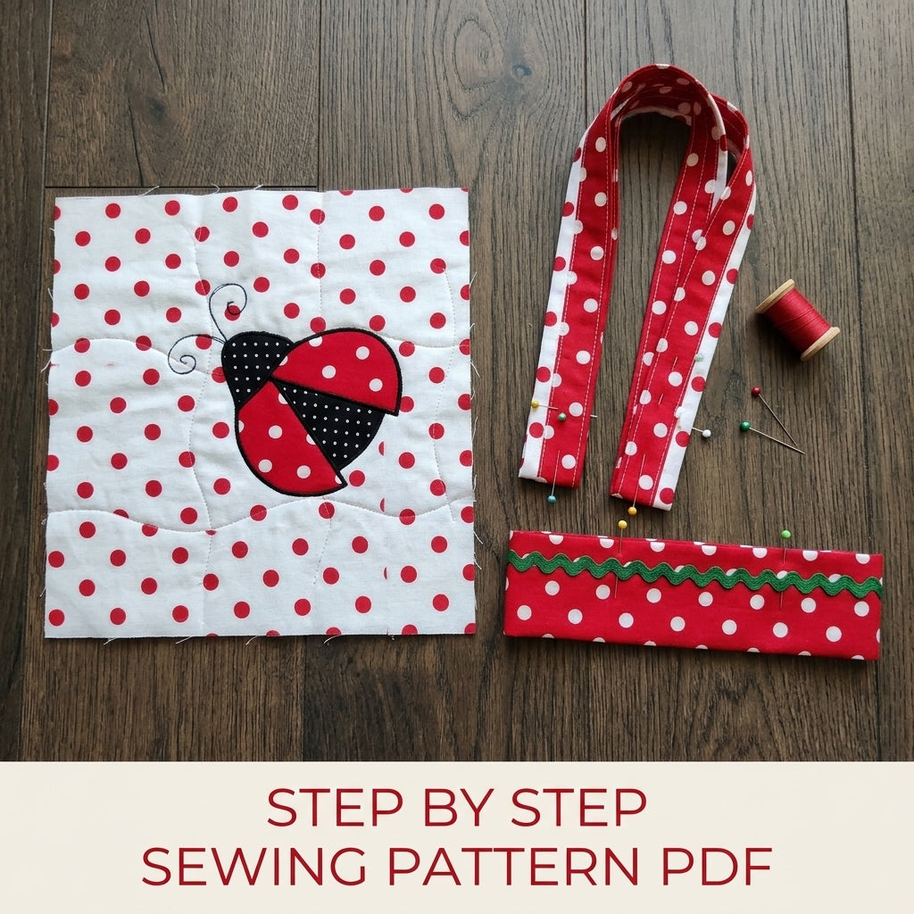 Ladybug Appliqué Mini Tote Sewing Pattern PDF – Kids Gift Bag