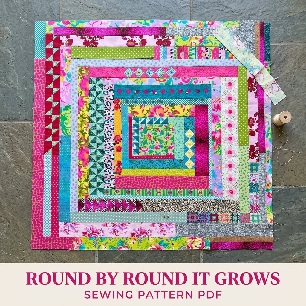 Bright Medallion Strip Quilt Pattern PDF – Hot Pink and Teal Improv Medallion