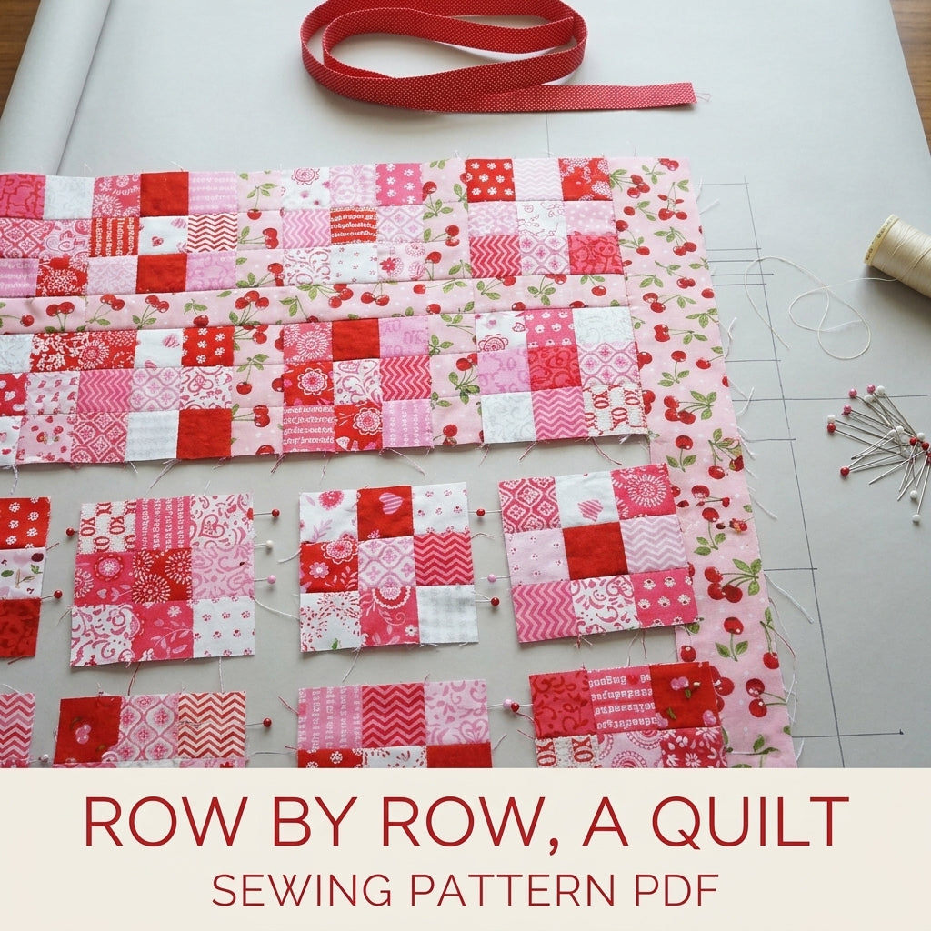 Cherry Four Patch Quilt Sewing Pattern PDF – Easy Baby or Lap Quilt