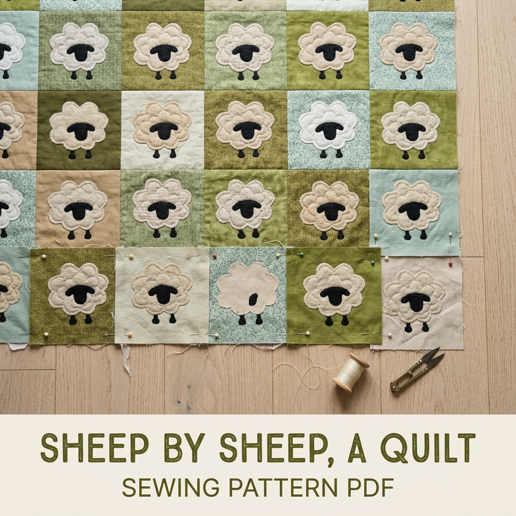 Sheep Meadow Quilt Sewing Pattern PDF – Farmhouse Sheep Appliqué Quilt